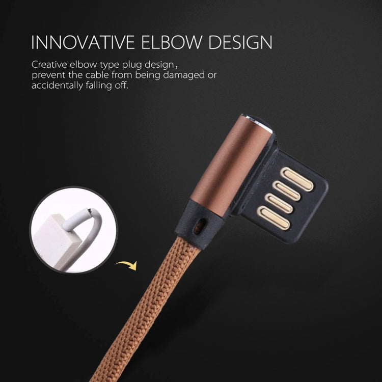 1m 2.4A Output USB to USB-C / Type-C Double Elbow Design Nylon Weave Style Data Sync Charging Cable, Type-C Coffee, Type-C Red, Type-C Black, Type-C Blue, Type-C Dark Blue