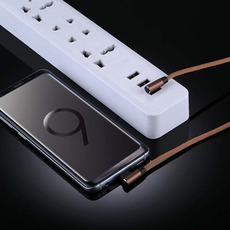 1m 2.4A Output USB to USB-C / Type-C Double Elbow Design Nylon Weave Style Data Sync Charging Cable, Type-C Coffee, Type-C Dark Blue, Type-C Red, Type-C Black, Type-C Blue