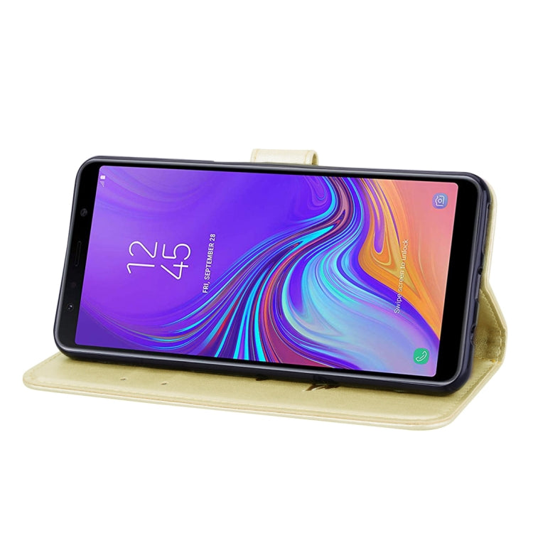 Rose Embossed Horizontal Flip PU Leather Case for Samsung Galaxy A7 (2018) , with Holder & Card Slots & Wallet