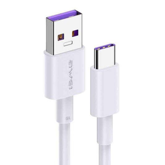 awei CL-77T 5A USB to USB-C / Type-C Interface Smart Fast Charge TPE Data Cable, Cable Length: 1m