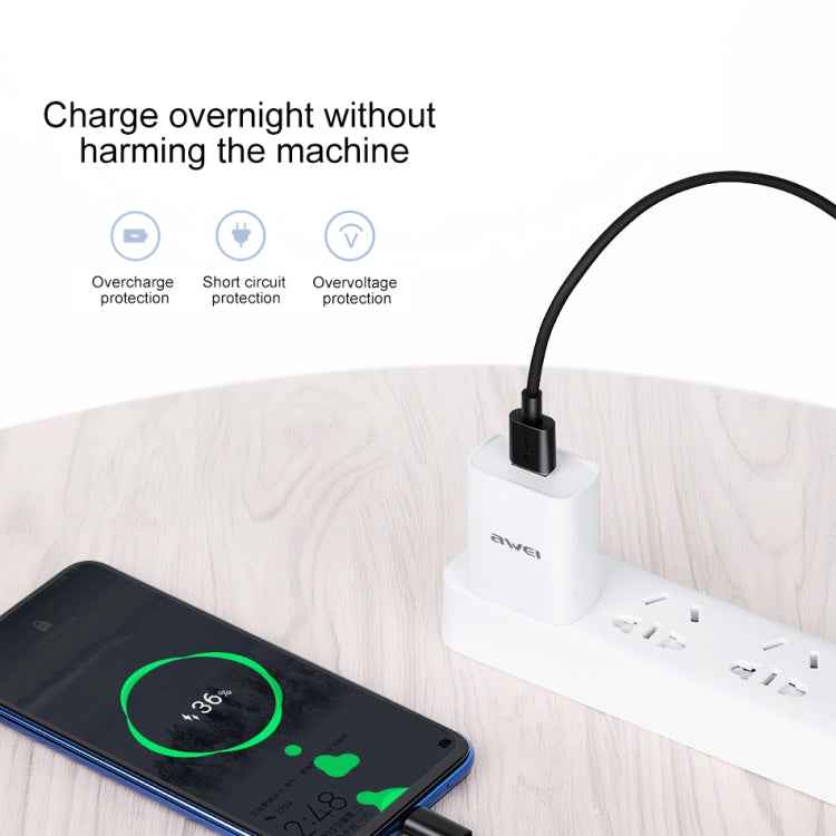 awei CL-77T 5A USB to USB-C / Type-C Interface Smart Fast Charge TPE Data Cable, Cable Length: 1m