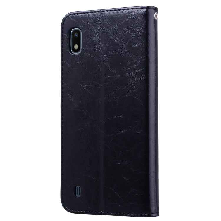 Business Style Oil Wax Texture Horizontal Flip Leather Case for Galaxy A10, with Holder & Card Slots & Wallet