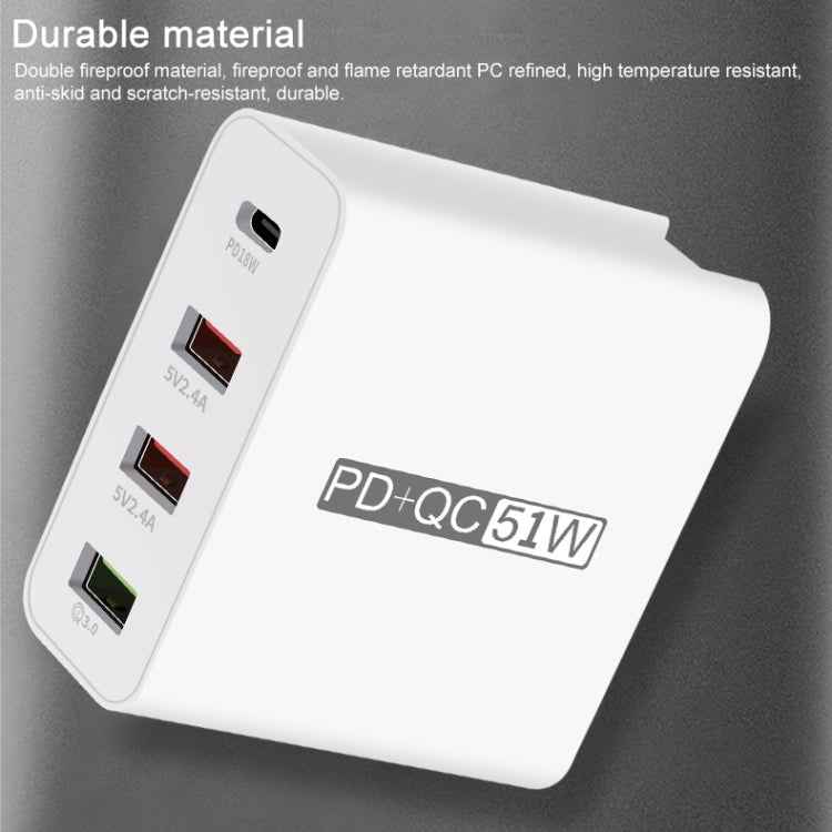 WLX-A6 4 Ports Quick Charging USB Travel Charger Power Adapter, US Plug