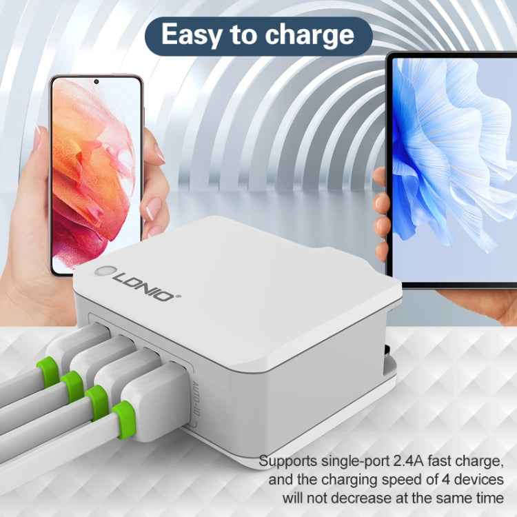 LDNIO A4403 4.4A 4 x USB Ports Smart Travel Charger, EU Plug