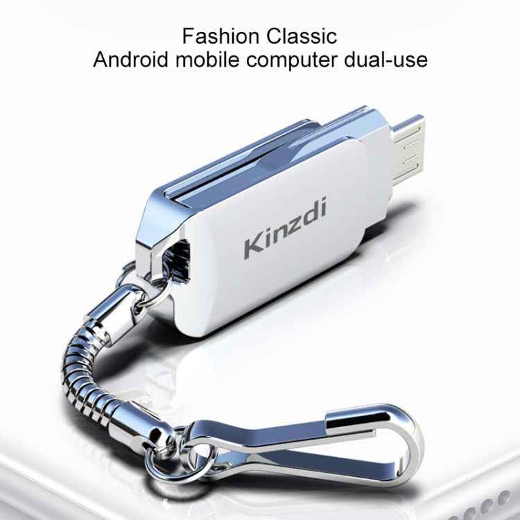 Kinzdi 32GB USB 2.0 Android Phone & Computer Dual-use Rotary Metal U Disk V8