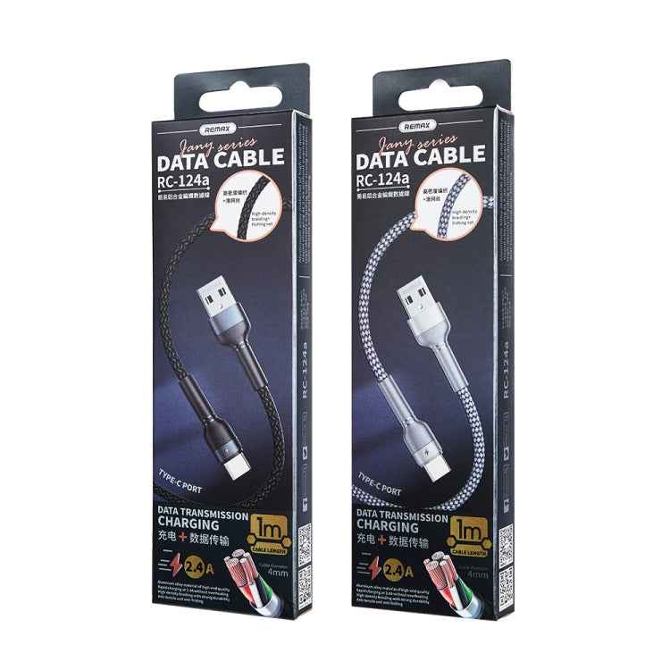 REMAX RC-124a 1m 2.4A USB to USB-C / Type-C Aluminum Alloy Braid Fast Charging Data Cable