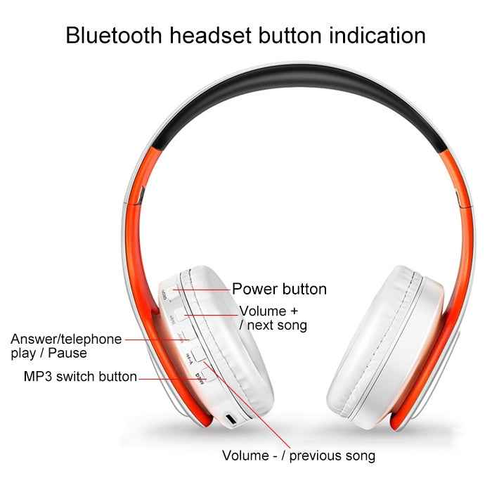 LPT660 Wireless Folding Sports Stereo Music Bluetooth Phones Earphones Support TF Card