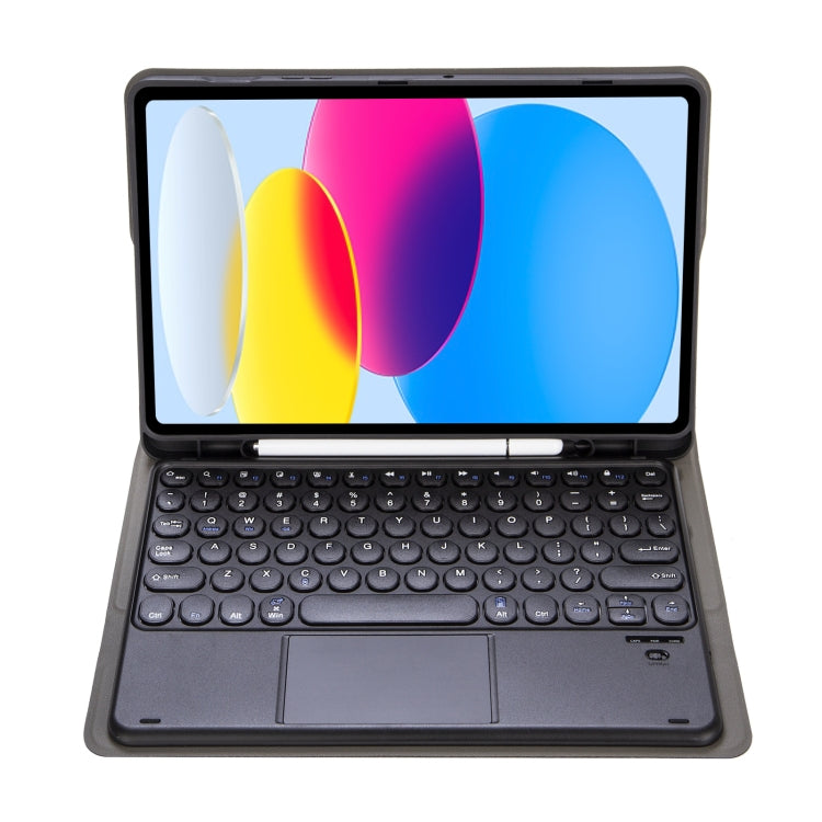 For iPad 11 2025 / 10th Gen 10.9 2022 YA10B-A Lambskin Texture Bluetooth Touch Keyboard Leather Tablet Case with Pen Slot