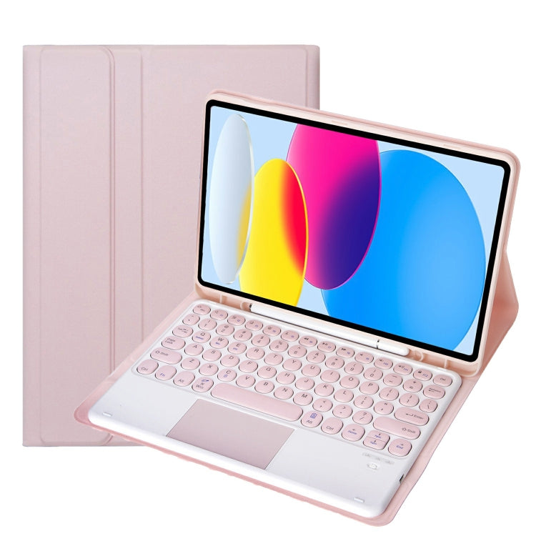 For iPad 11 2025 / 10th Gen 10.9 2022 YA10B-A Lambskin Texture Bluetooth Touch Keyboard Leather Tablet Case with Pen Slot