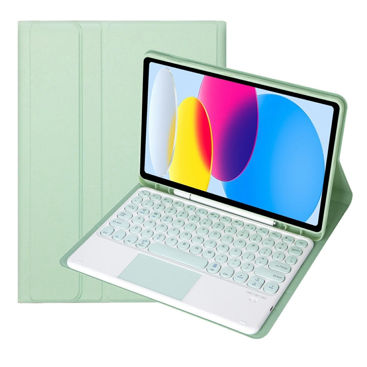 For iPad 11 2025 / 10th Gen 10.9 2022 YA10B-A Lambskin Texture Bluetooth Touch Keyboard Leather Tablet Case with Pen Slot
