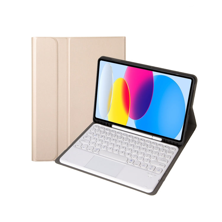 For iPad 11 2025 / 10th Gen 10.9 2022 YA10B-A Lambskin Texture Bluetooth Touch Keyboard Leather Tablet Case with Pen Slot