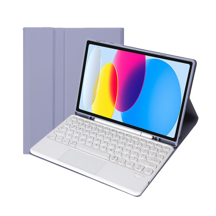 For iPad 11 2025 / 10th Gen 10.9 2022 YA10B-A Lambskin Texture Bluetooth Touch Keyboard Leather Tablet Case with Pen Slot