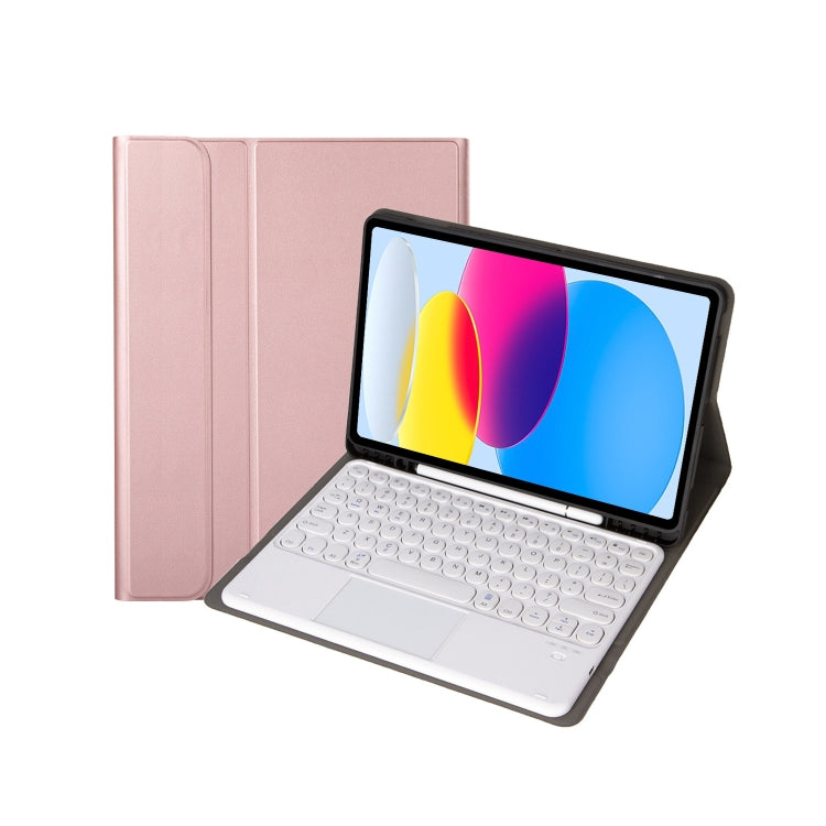 For iPad 11 2025 / 10th Gen 10.9 2022 YA10B-A Lambskin Texture Bluetooth Touch Keyboard Leather Tablet Case with Pen Slot, YA10B-A