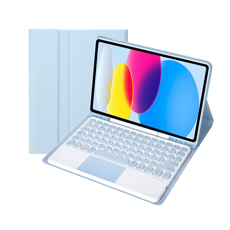 For iPad 11 2025 / 10th Gen 10.9 2022 YA10B-A Lambskin Texture Bluetooth Touch Keyboard Leather Tablet Case with Pen Slot
