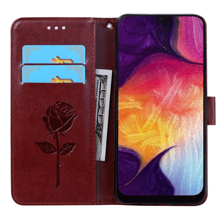 Rose Embossed Horizontal Flip PU Leather Case for Galaxy A50, with Holder & Card Slots & Wallet, For Samsung Galaxy A50