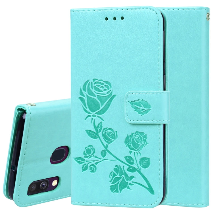 Rose Embossed Horizontal Flip PU Leather Case for Galaxy A40, with Holder & Card Slots & Wallet, For Samsung Galaxy A40
