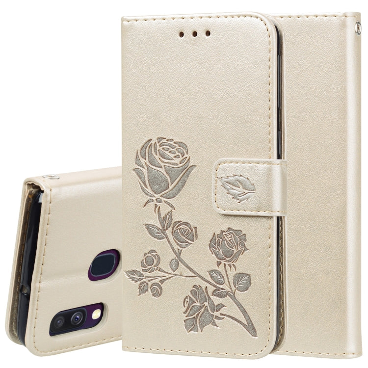 Rose Embossed Horizontal Flip PU Leather Case for Galaxy A40, with Holder & Card Slots & Wallet