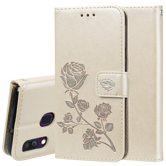 Rose Embossed Horizontal Flip PU Leather Case for Galaxy A40, with Holder & Card Slots & Wallet, For Samsung Galaxy A40