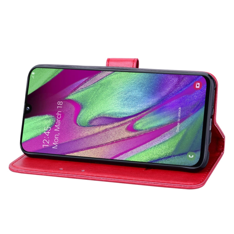 Rose Embossed Horizontal Flip PU Leather Case for Galaxy A40, with Holder & Card Slots & Wallet, For Samsung Galaxy A40