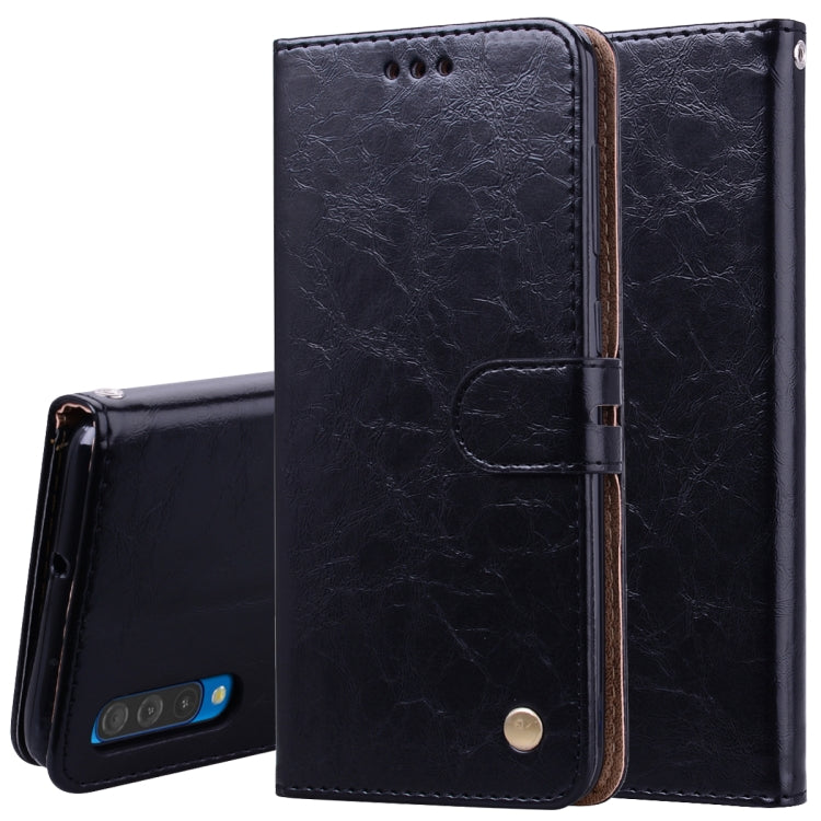 Business Style Oil Wax Texture Horizontal Flip Leather Case for Galaxy A50, with Holder & Card Slots & Wallet