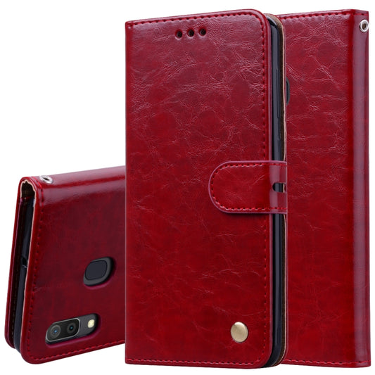Business Style Oil Wax Texture Horizontal Flip Leather Case for Galaxy A30, with Holder & Card Slots & Wallet