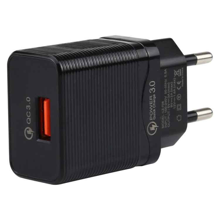 LZ-728 2 in 1 18W QC 3.0 USB Interface Travel Charger + USB to USB-C / Type-C Data Cable Set, EU Plug, Cable Length: 1m