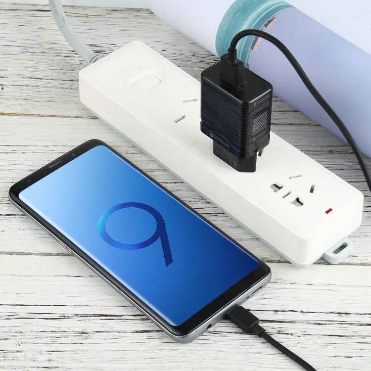LZ-728 2 in 1 18W QC 3.0 USB Interface Travel Charger + USB to USB-C / Type-C Data Cable Set, EU Plug, Cable Length: 1m