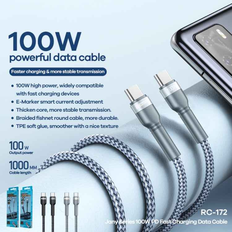 REMAX RC-172 Jany Series 1m PD100W Type-C to USB-C / Type-C Aluminum Alloy Braid Fast Charging Data Cable