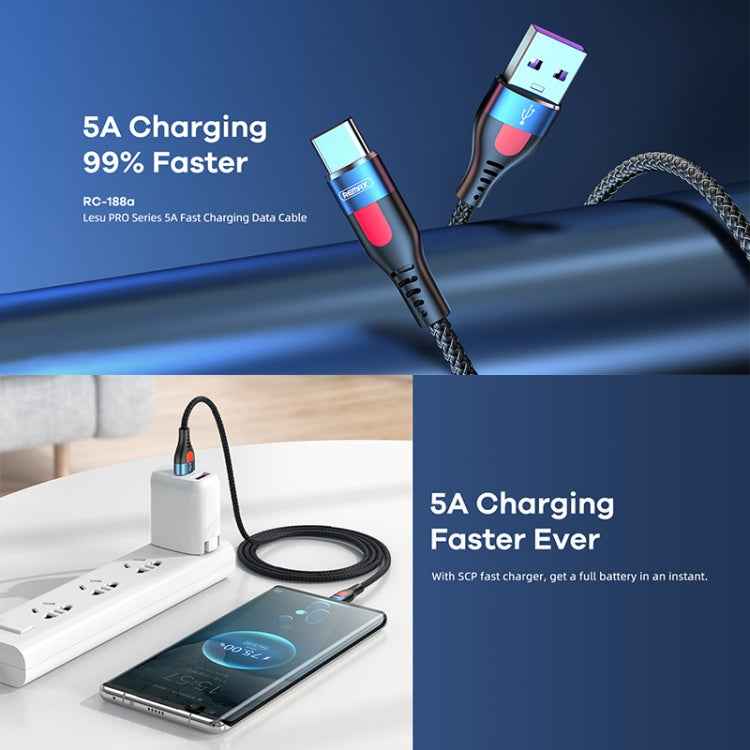 REMAX RC-188a Lesu Pro 1m 5A USB to USB-C / Type-C Aluminum Alloy Braid Fast Charging Data Cable