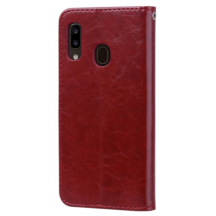 Business Style Oil Wax Texture Horizontal Flip Leather Case for Galaxy A20e, with Holder & Card Slots & Wallet, For Galaxy A20e