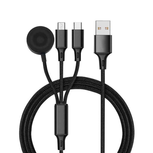 For iPhone / Apple Watch 3 In 1 8 Pin + Type-C / USB-C + Magnetic Charging Base Multi-function Charging Cable, Length: 1m