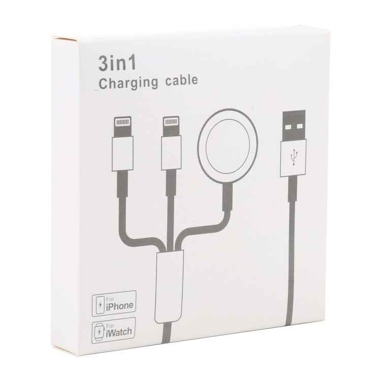 For iPhone / Apple Watch 3 In 1 8 Pin + Type-C / USB-C + Magnetic Charging Base Multi-function Charging Cable, Length: 1m