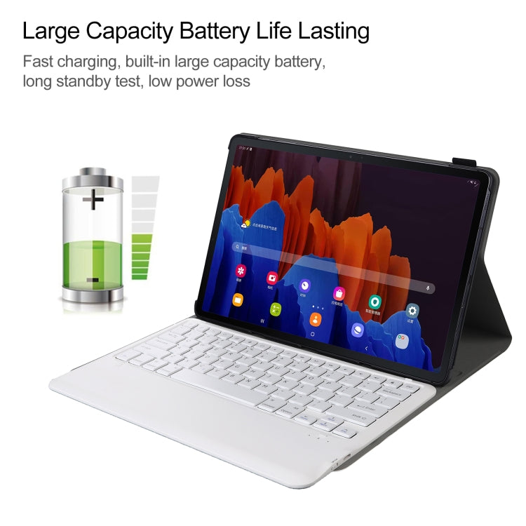 A970 Detachable Bluetooth Keyboard Ultrathin Horizontal Flip Leather Tablet Case for Samsung Galaxy Tab S7 FE T730 / T736 / S7+ T970 / T975 / T976, without Pen Slot