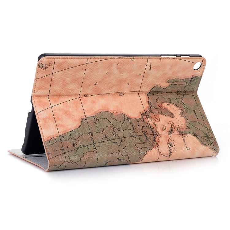 Map Texture Horizontal Flip Leather Case for Galaxy Tab A 10.1 (2019) T510 / T515,  with Holder & Card Slots & Wallet, Random Texture Delivery