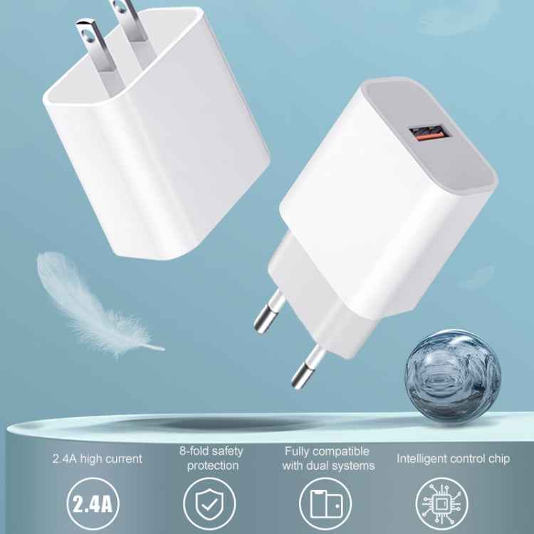 M117 2.4A Single USB Port Flash Charger Travel Charger, EU Plug