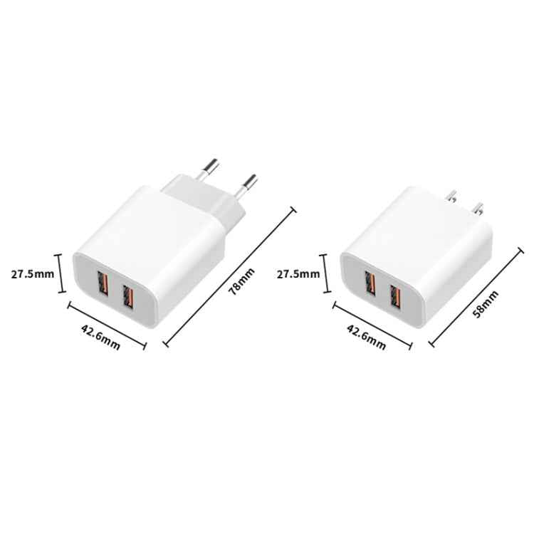 M117 2.4A Dual USB Port Flash Charger Travel Charger, EU Plug