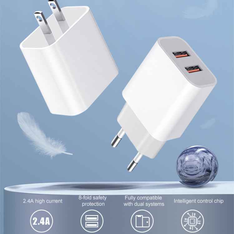 M117 2.4A Dual USB Port Flash Charger Travel Charger, EU Plug