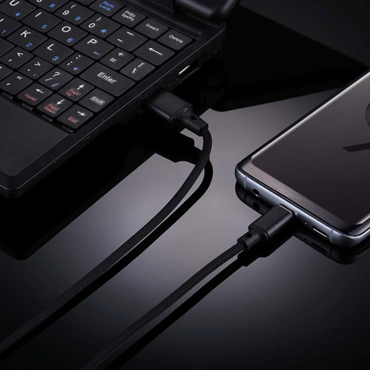 1m 2A Output USB to USB-C / Type-C Nylon Weave Style Data Sync Charging Cable, 2A Black