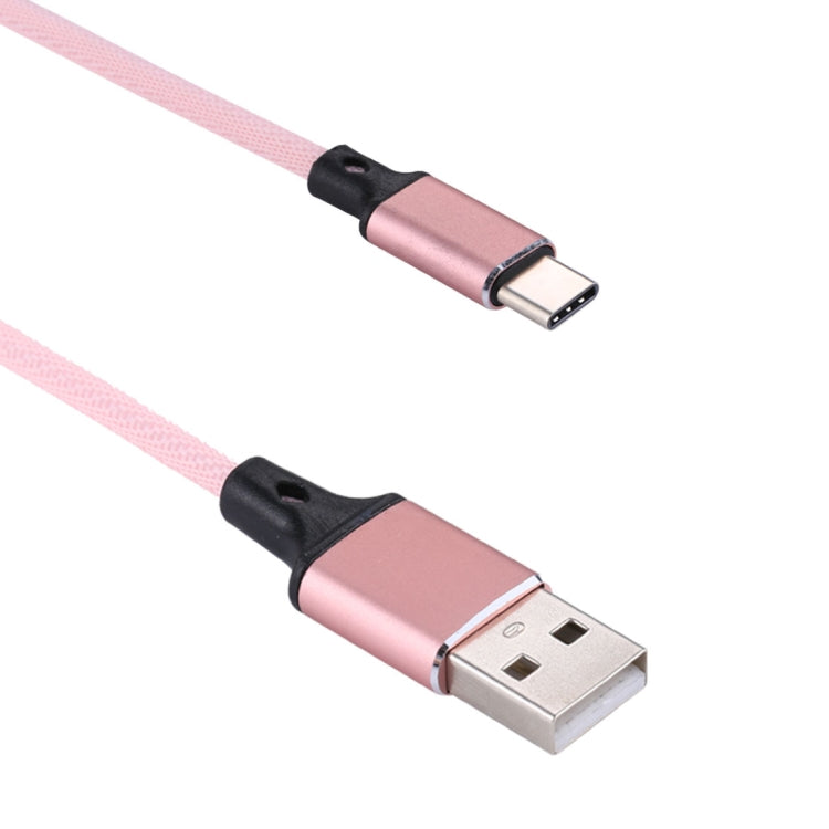 1m 2A Output USB to USB-C / Type-C Nylon Weave Style Data Sync Charging Cable, 2A Pink, 2A Grey, 2A Red, 2A White, 2A Black