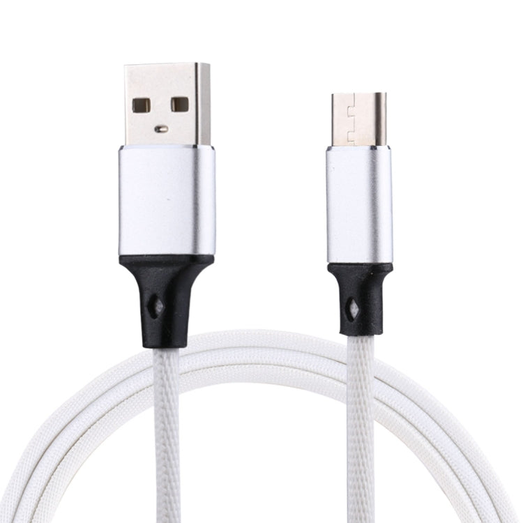 1m 2A Output USB to USB-C / Type-C Nylon Weave Style Data Sync Charging Cable, 2A Pink, 2A Grey, 2A Red, 2A White, 2A Black