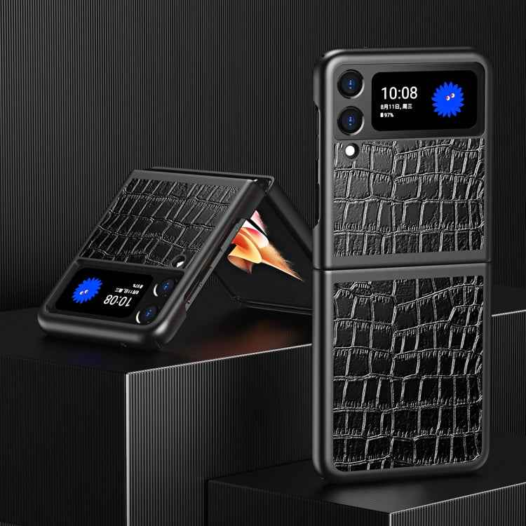 For Samsung Galaxy Z Flip Crocodile Texture Leather Folding Protective Case