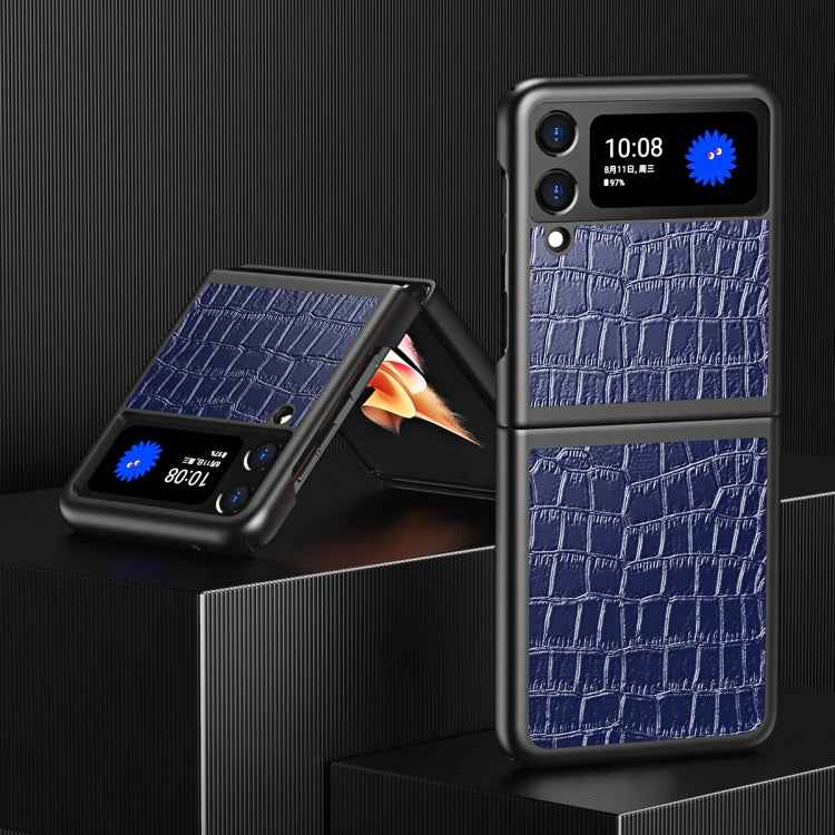 For Samsung Galaxy Z Flip Crocodile Texture Leather Folding Protective Case