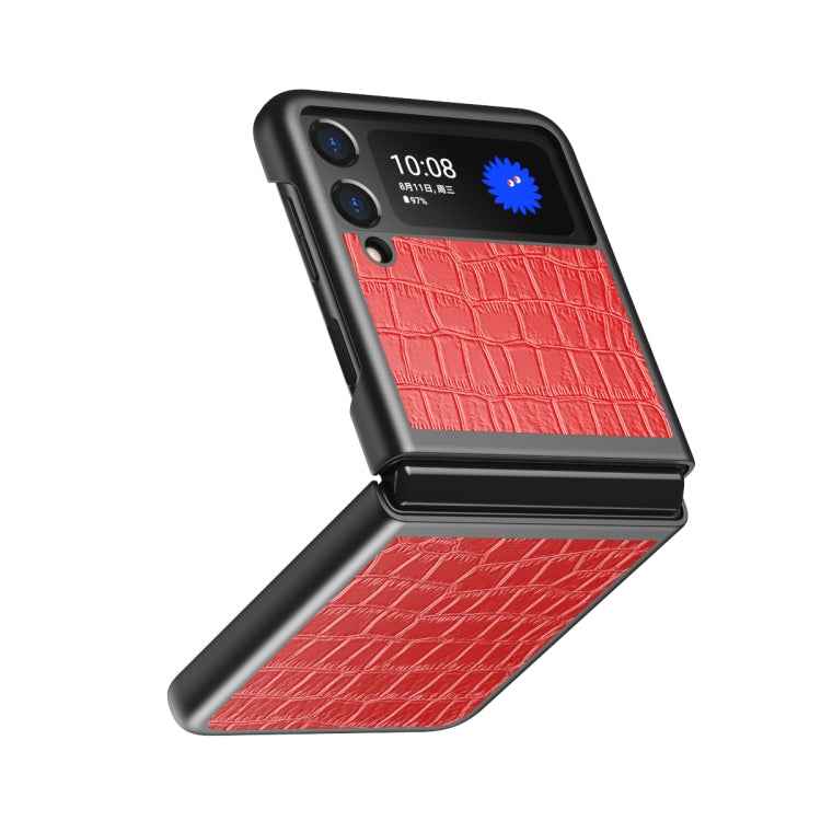 For Samsung Galaxy Z Flip Crocodile Texture Leather Folding Protective Case