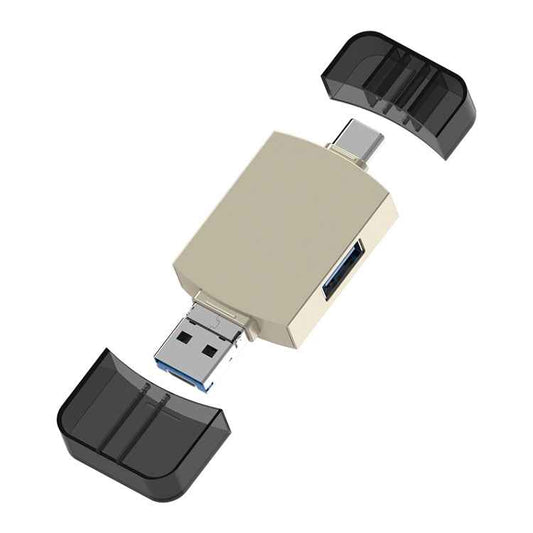 3 in 1 USB-C / Type-C to USB + Micro USB OTG Adapter TF / SD Card Card Reader