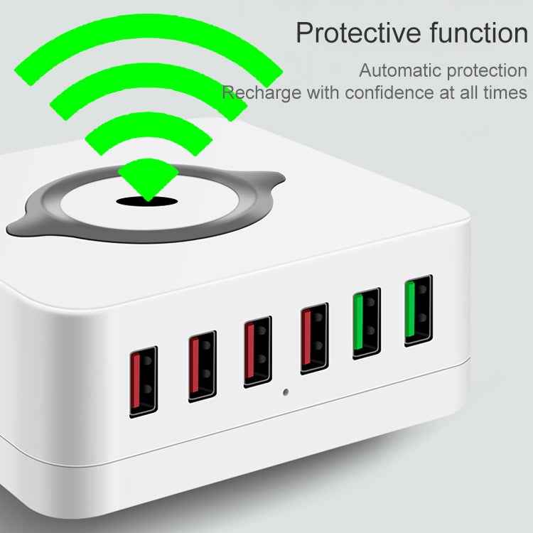 E6 7 In 1 Multi-function Wireless Charging Station USB Smart Socket Holder Stand