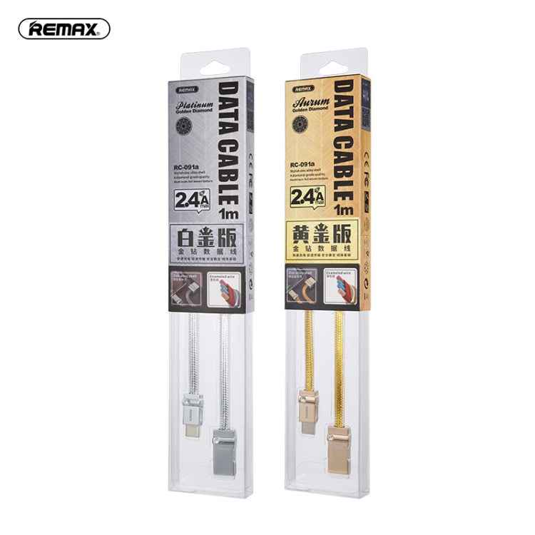 REMAX RC-091a 2.4A USB to USB-C / Type-C Golden Diamond Data Sync Charging Cable, Cable Length: 1m