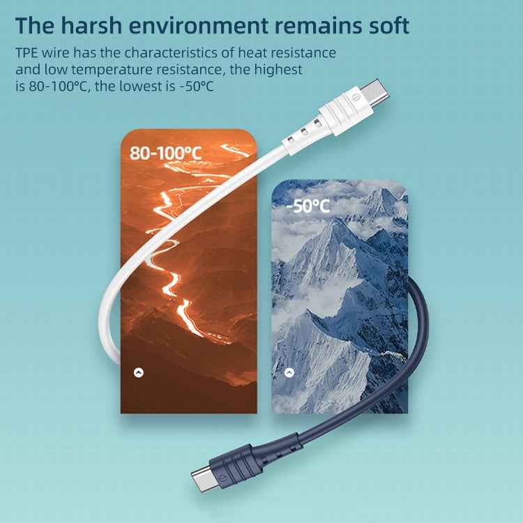 REMAX RC-068 PD 65W Type-C / USB-C to Type-C / USB-C High Elastic TPE Fast Charging Data Cable, Length: 1m