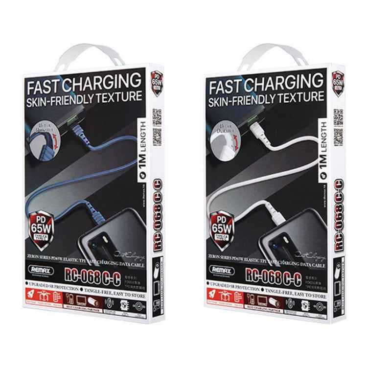 REMAX RC-068 PD 65W Type-C / USB-C to Type-C / USB-C High Elastic TPE Fast Charging Data Cable, Length: 1m