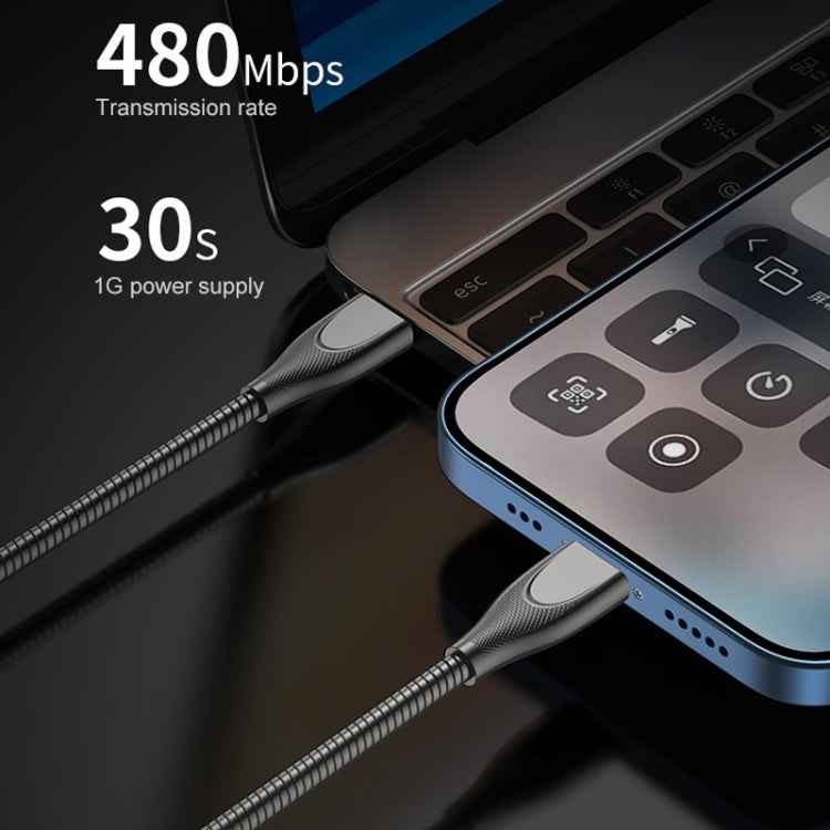 ADC-009 USB to USB-C / Type-C Zinc Alloy Hose Fast Charging Data Cable, Cable Length: 1m