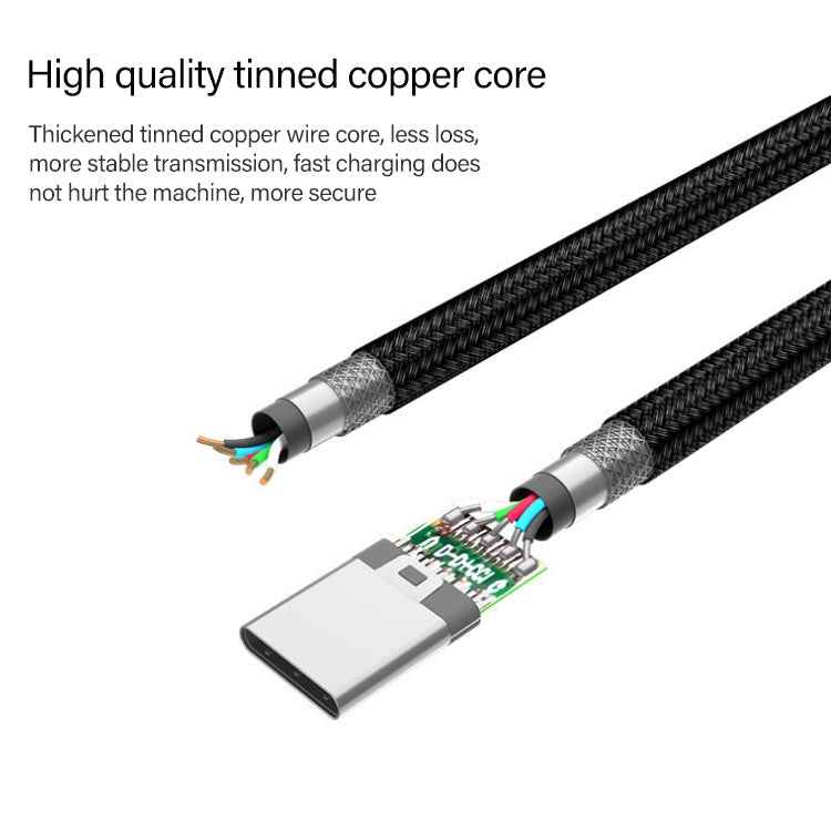 60W PD USB-C / Type-C Male to USB-C / Type-C Male Braided Data Cable, Cable Length: 1m